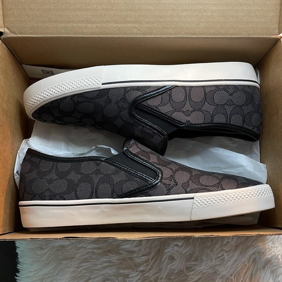 🖤Coach Men's Black Signature Jacquard Slip On Skate Sneaker (C8958) - Picture 11 of 13